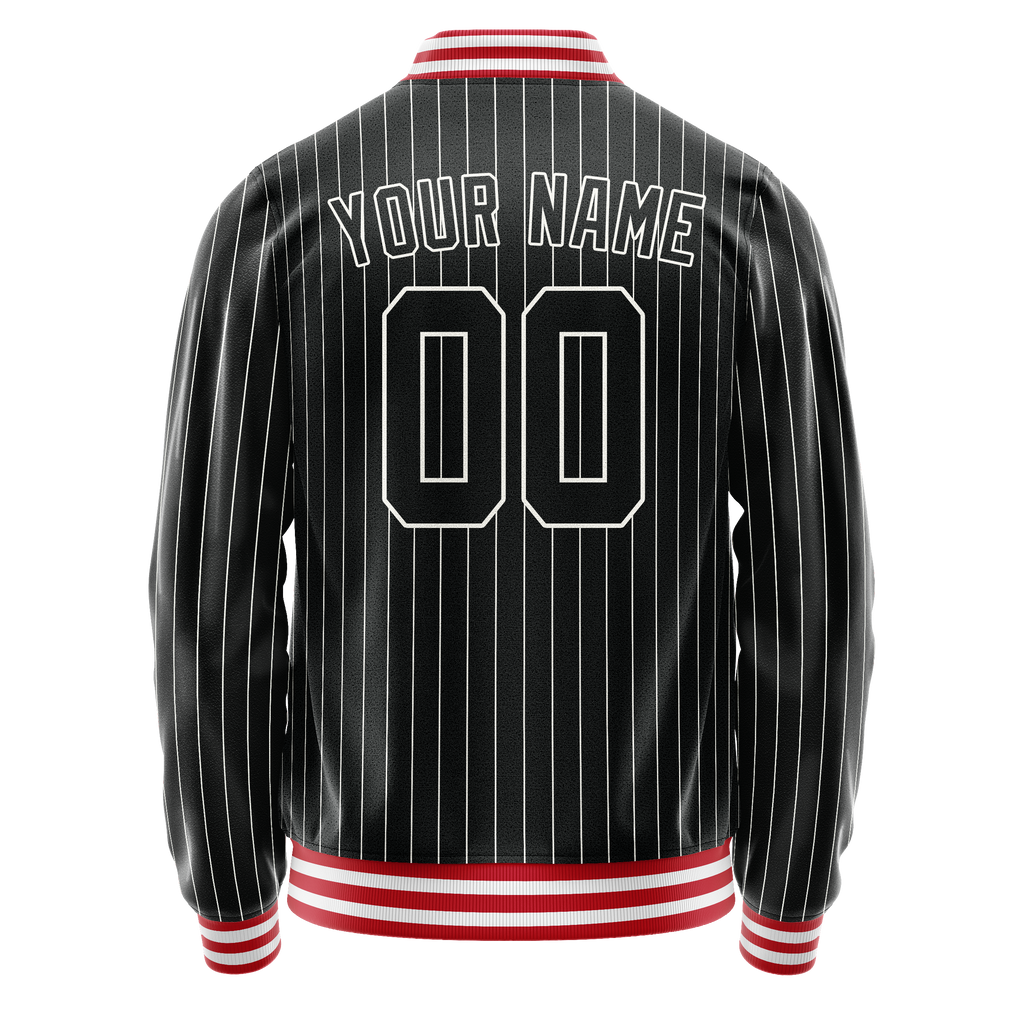 Personalized Black & White White Pinstripe Varsity Letterman Jacket