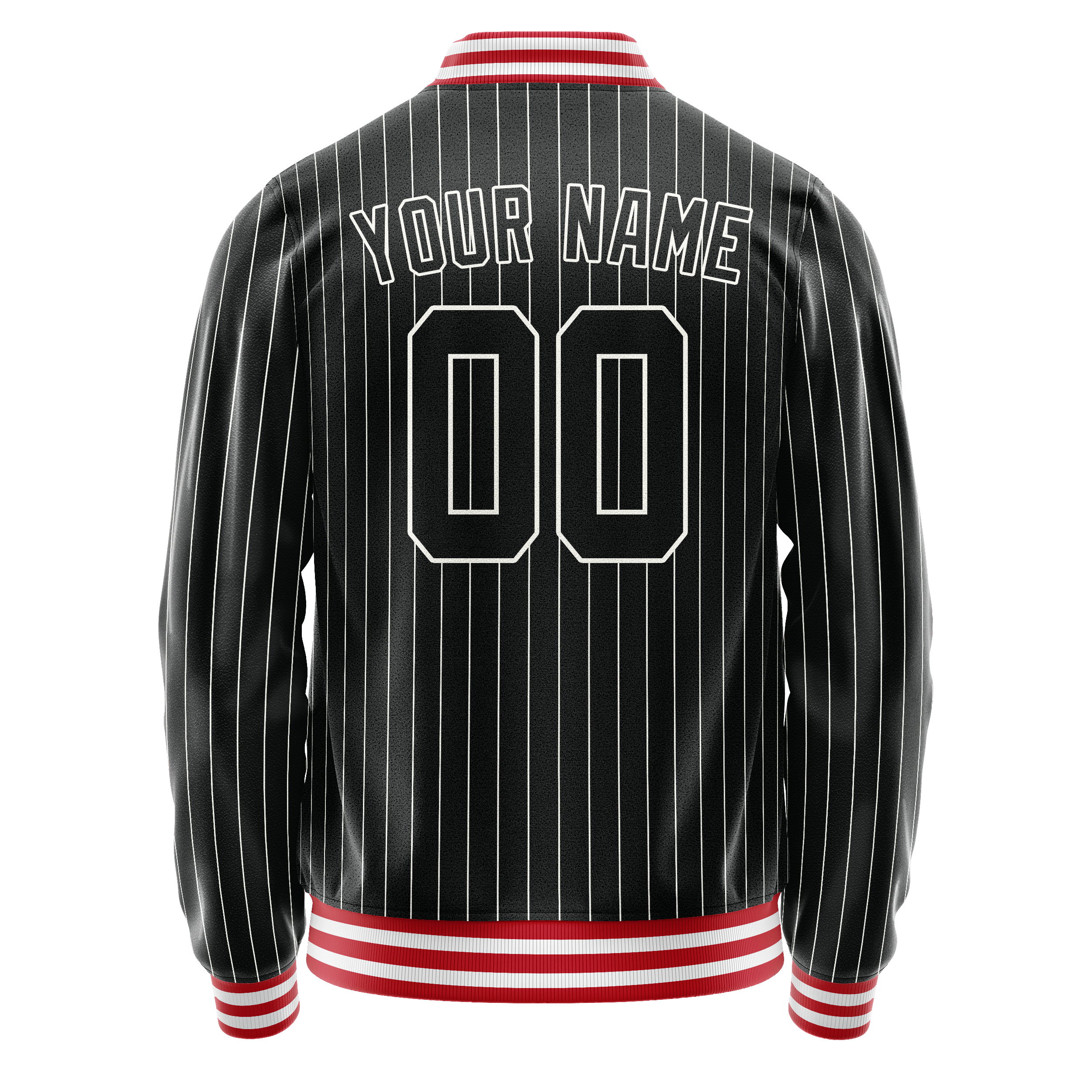 Personalized Black & White White Pinstripe Varsity Letterman Jacket