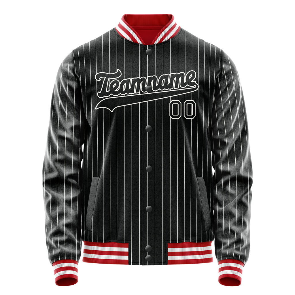 Personalized Black & White White Pinstripe Varsity Letterman Jacket