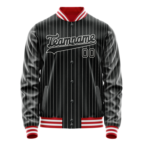 Personalized Black & White White Pinstripe Varsity Letterman Jacket