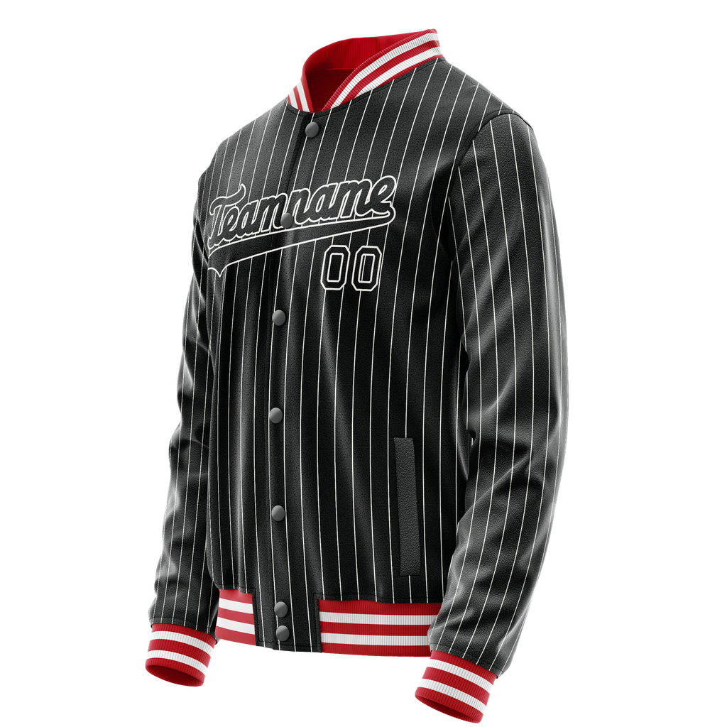 Personalized Black & White White Pinstripe Varsity Letterman Jacket