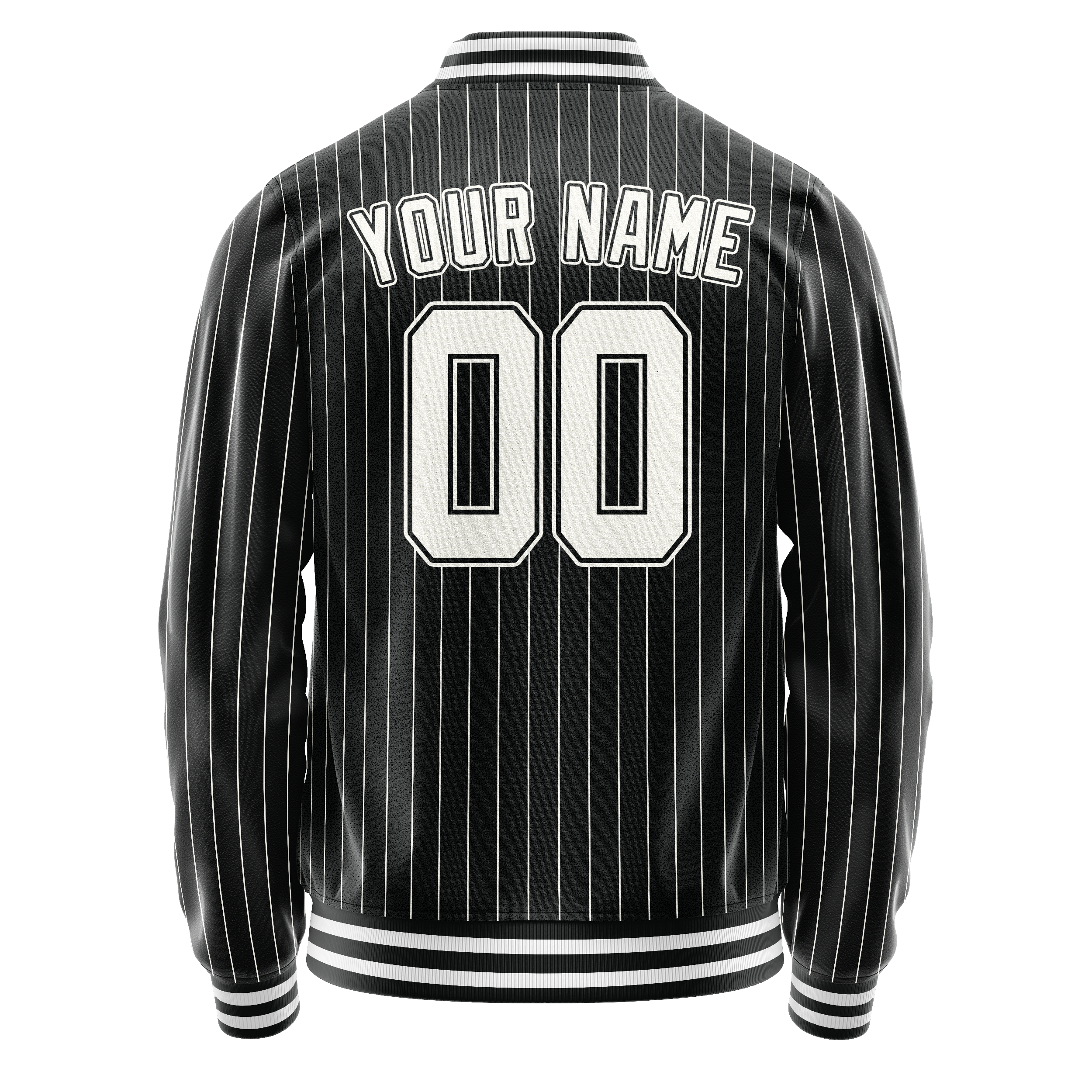 Personalized Black & White Gray Pinstripe Varsity Letterman Jacket
