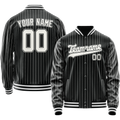 Personalized Black & White Gray Pinstripe Varsity Letterman Jacket