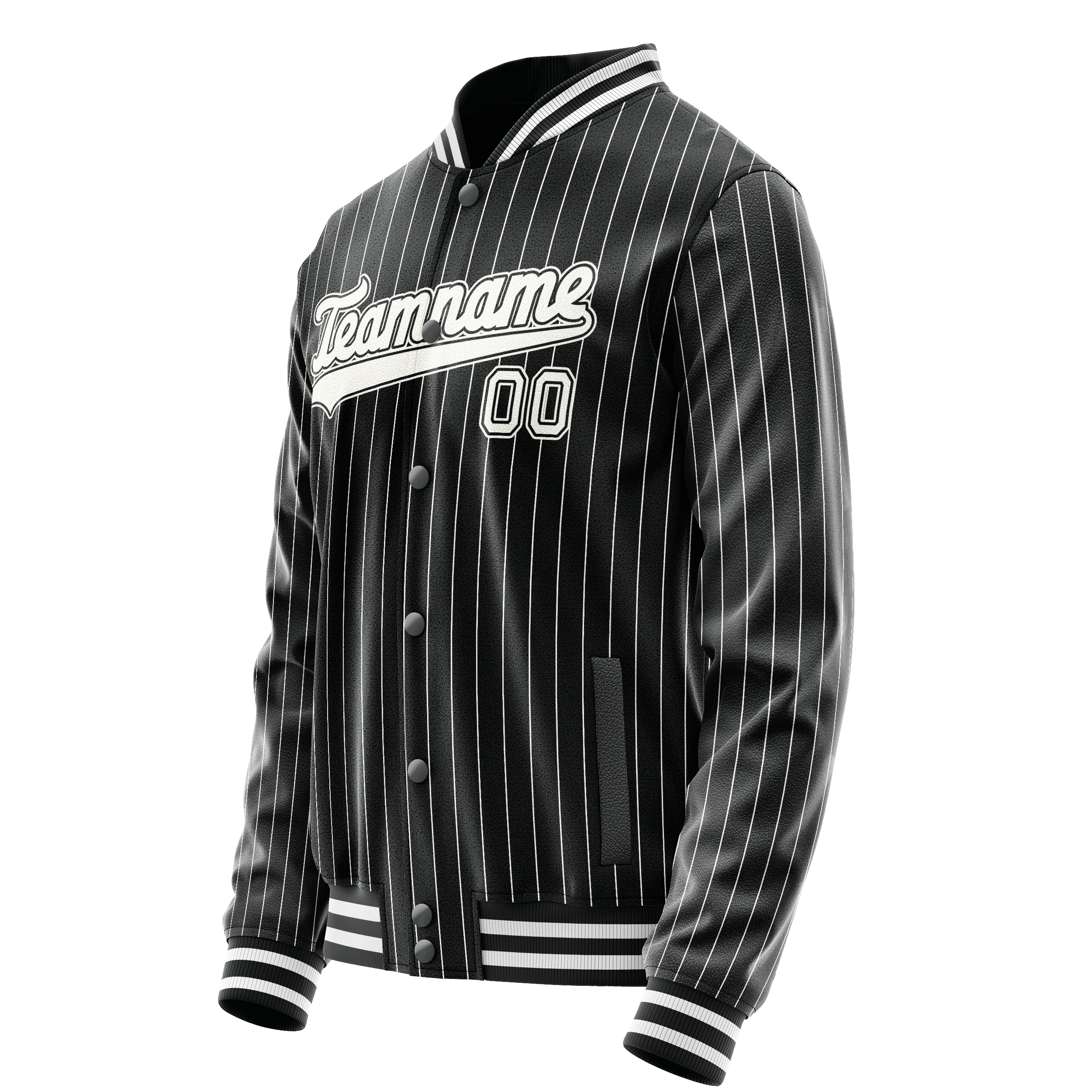 Personalized Black & White Gray Pinstripe Varsity Letterman Jacket