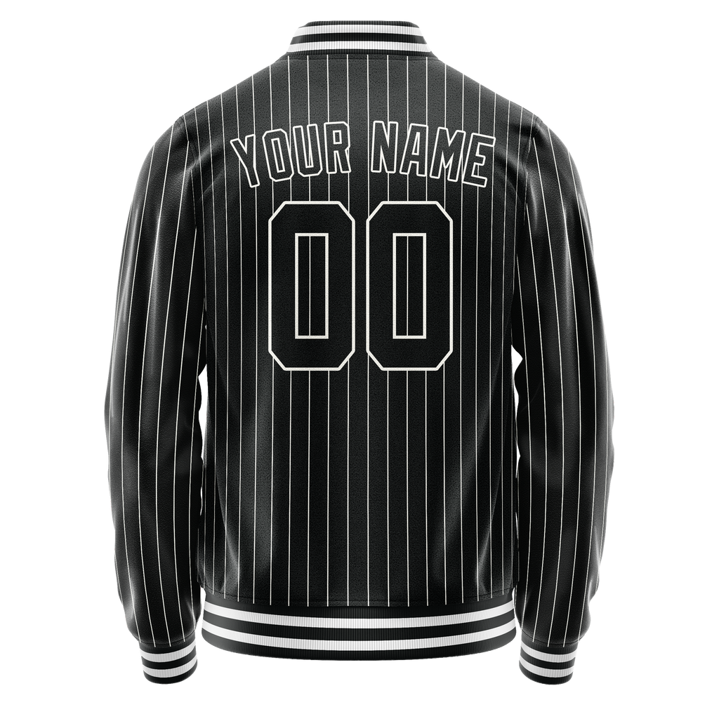 Personalized Black & White White Pinstripe Varsity Letterman Jacket