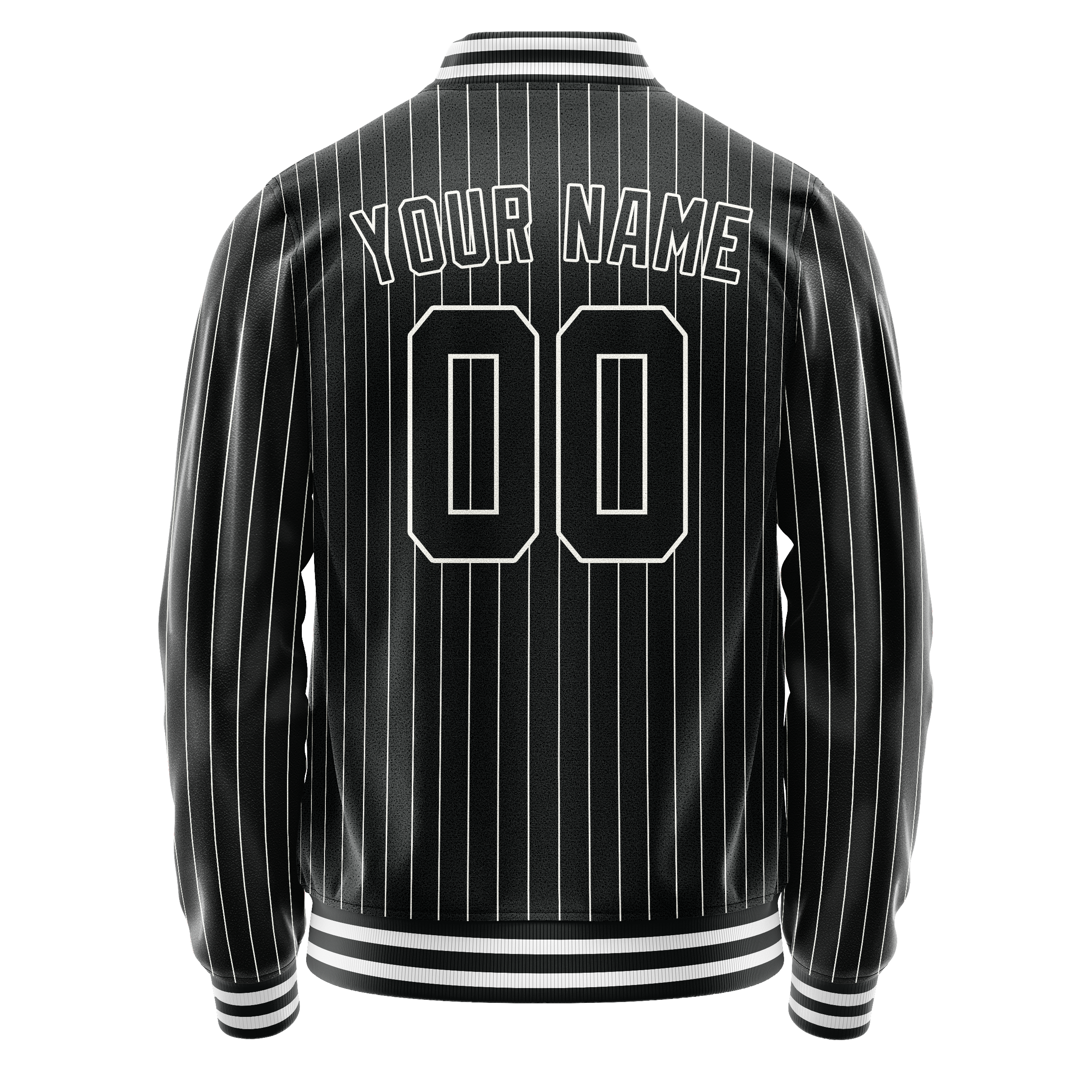 Personalized Black & White White Pinstripe Varsity Letterman Jacket