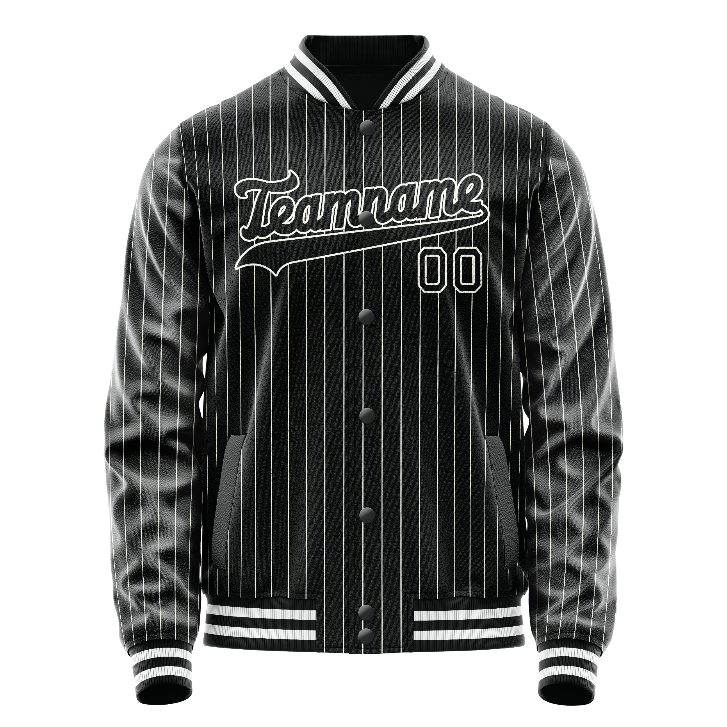 Personalized Black & White White Pinstripe Varsity Letterman Jacket