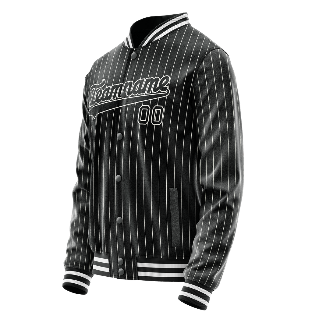 Personalized Black & White White Pinstripe Varsity Letterman Jacket