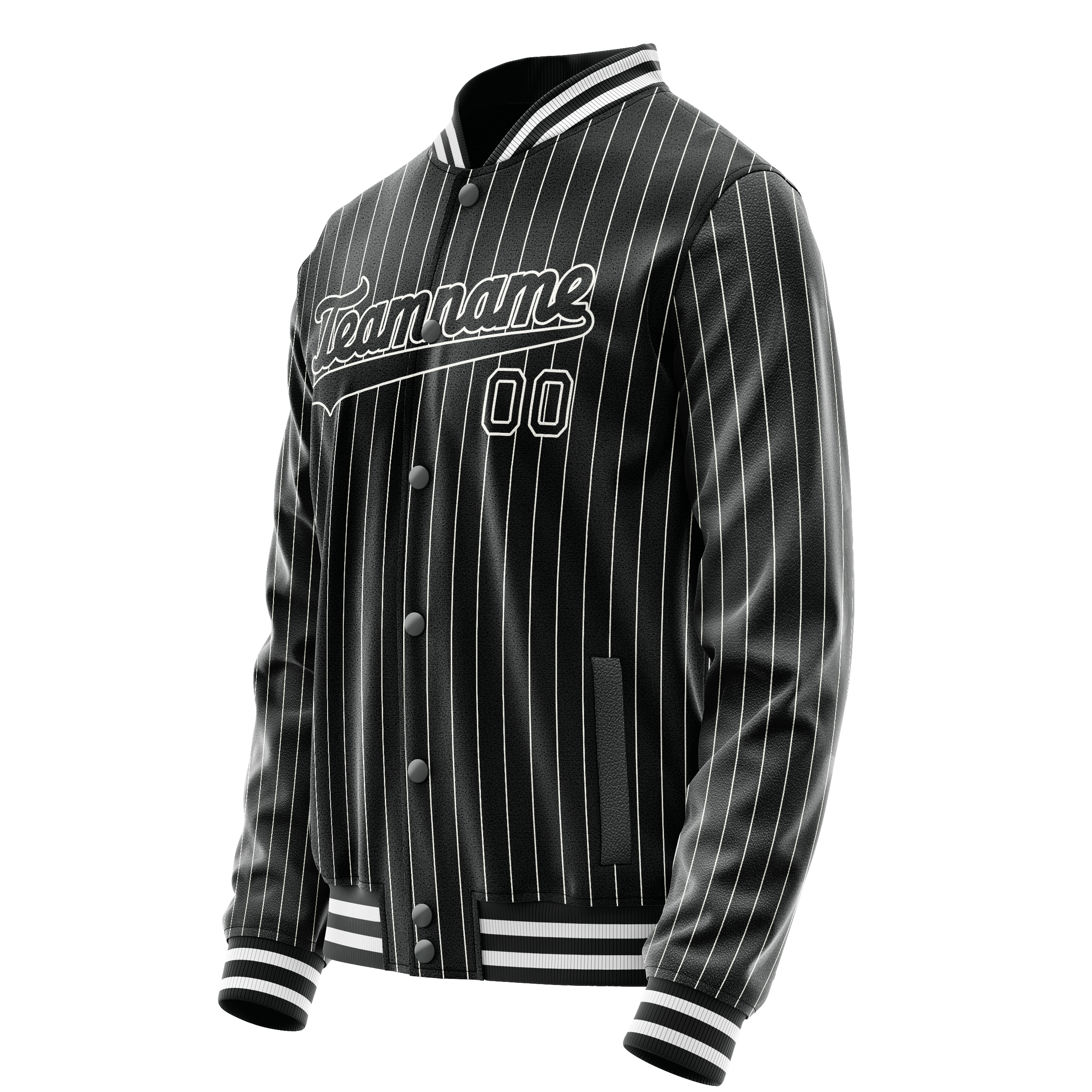 Personalized Black & White White Pinstripe Varsity Letterman Jacket