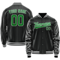 Personalized Black & Neon-Green Gray Pinstripe Varsity Letterman Jacket