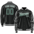 Personalized Black & Teal Gray Pinstripe Varsity Letterman Jacket