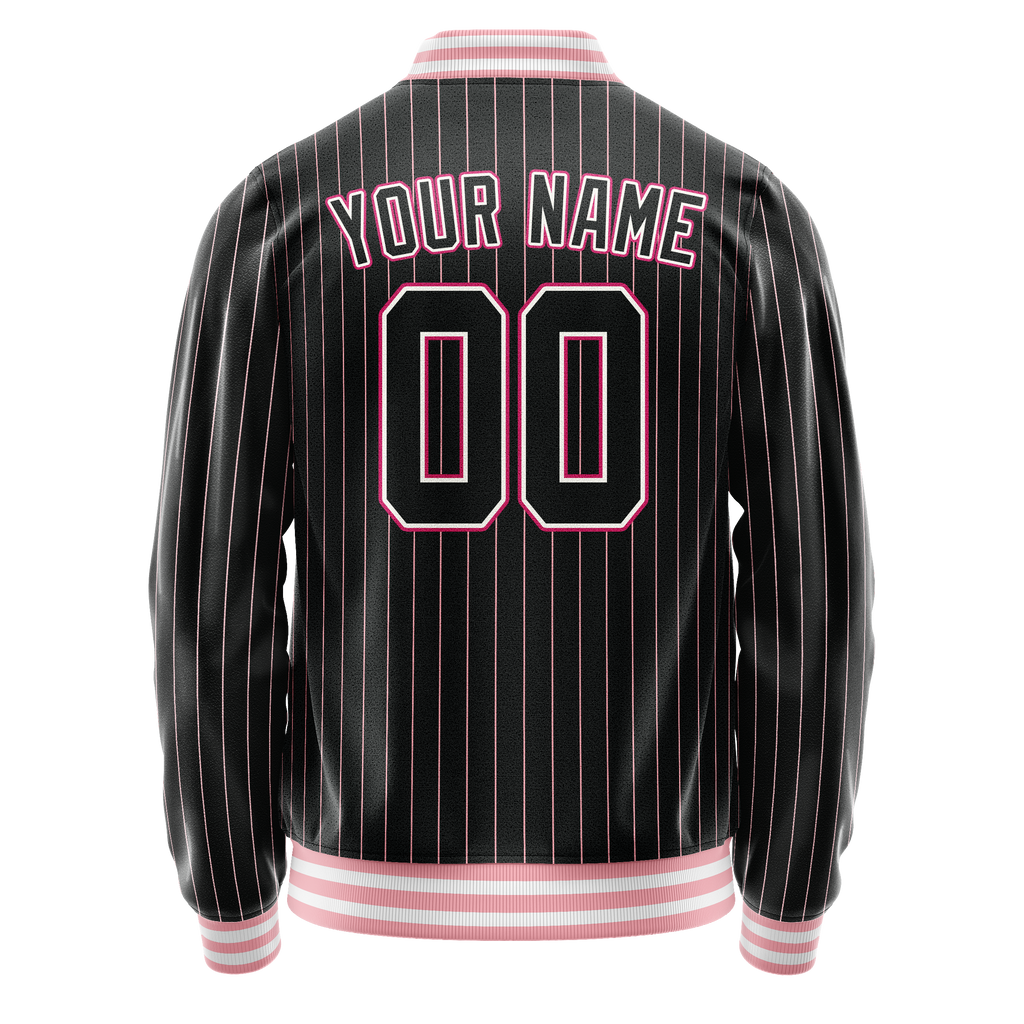 Personalized Black & Pink Pink Pinstripe Varsity Letterman Jacket