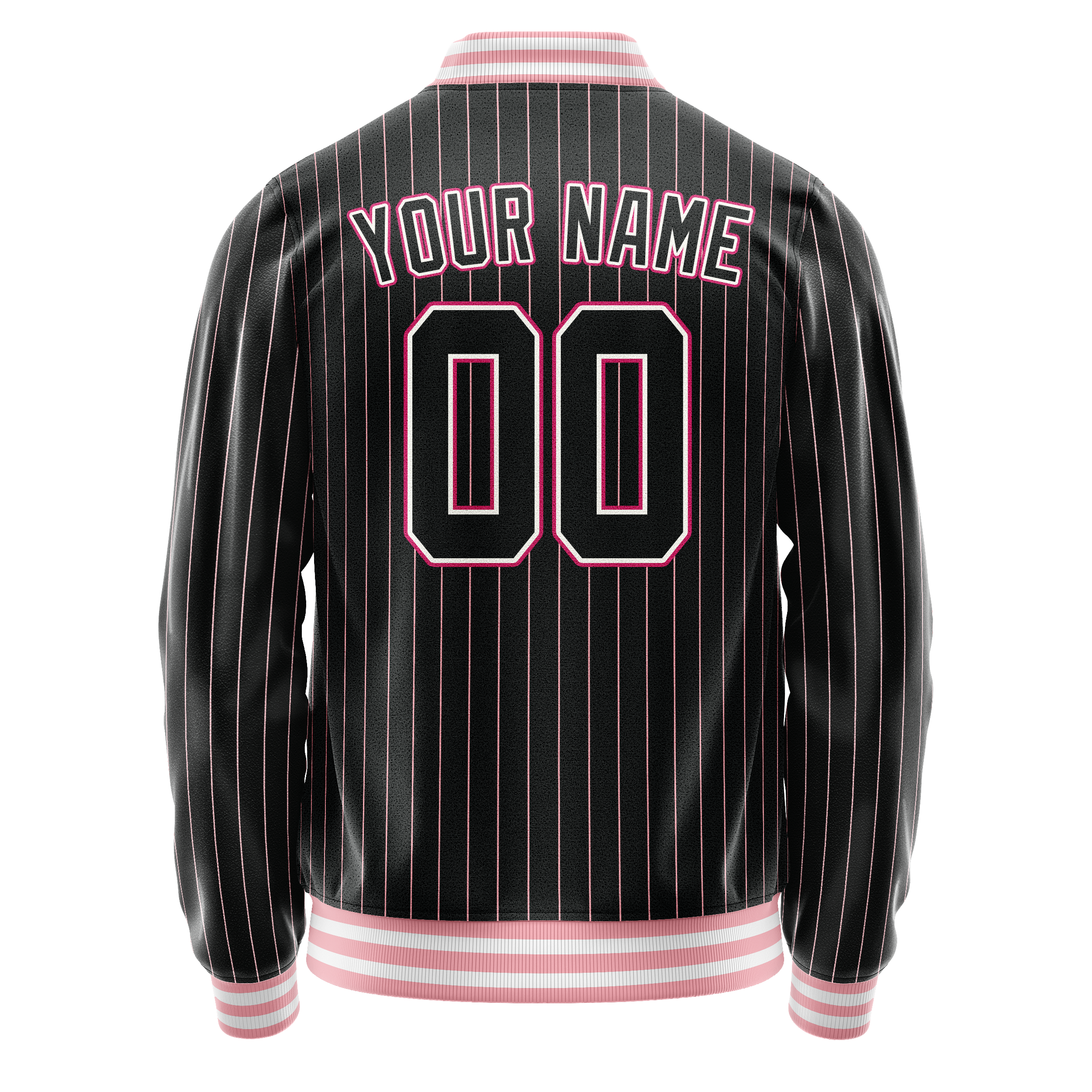 Personalized Black & Pink Pink Pinstripe Varsity Letterman Jacket