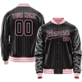 Personalized Black & Pink Pink Pinstripe Varsity Letterman Jacket
