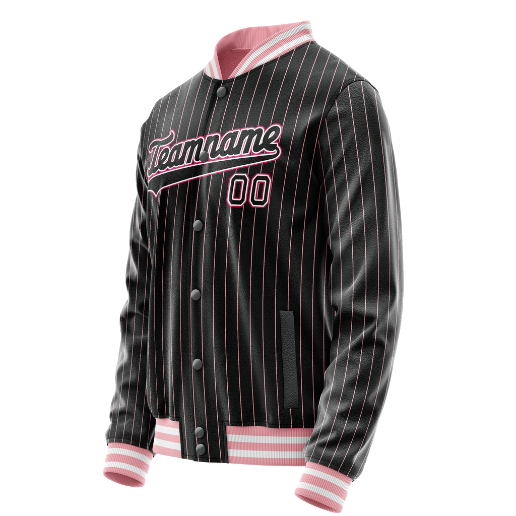 Personalized Black & Pink Pink Pinstripe Varsity Letterman Jacket