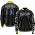 Personalized Black & Blue Old Gold Pinstripe Varsity Letterman Jacket