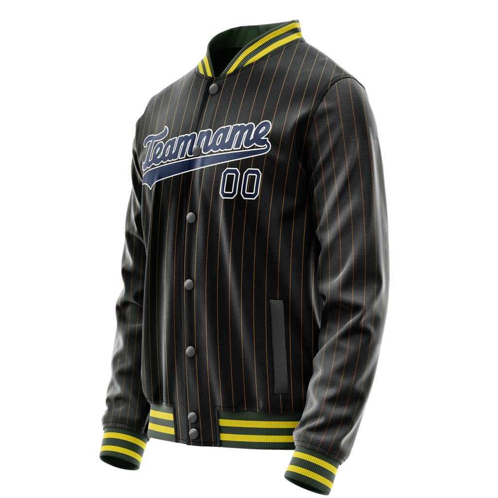 Personalized Black & Blue Old Gold Pinstripe Varsity Letterman Jacket