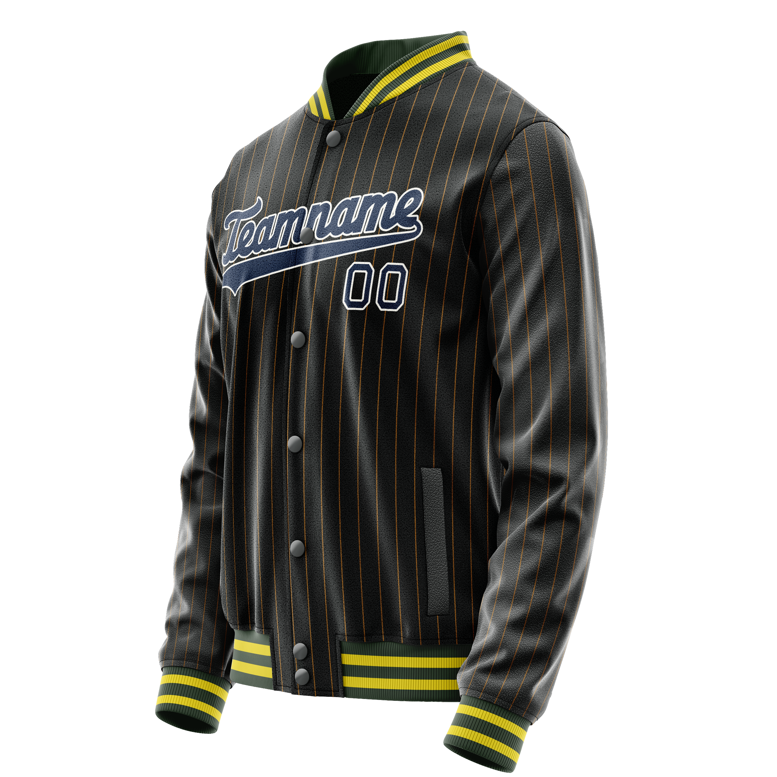 Personalized Black & Blue Old Gold Pinstripe Varsity Letterman Jacket