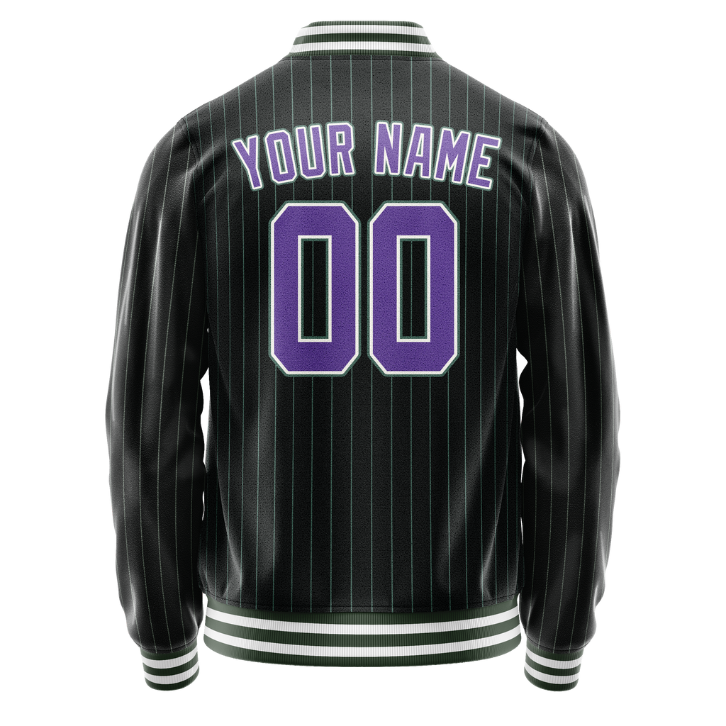 Personalized Black & Purple Teal Pinstripe Varsity Letterman Jacket