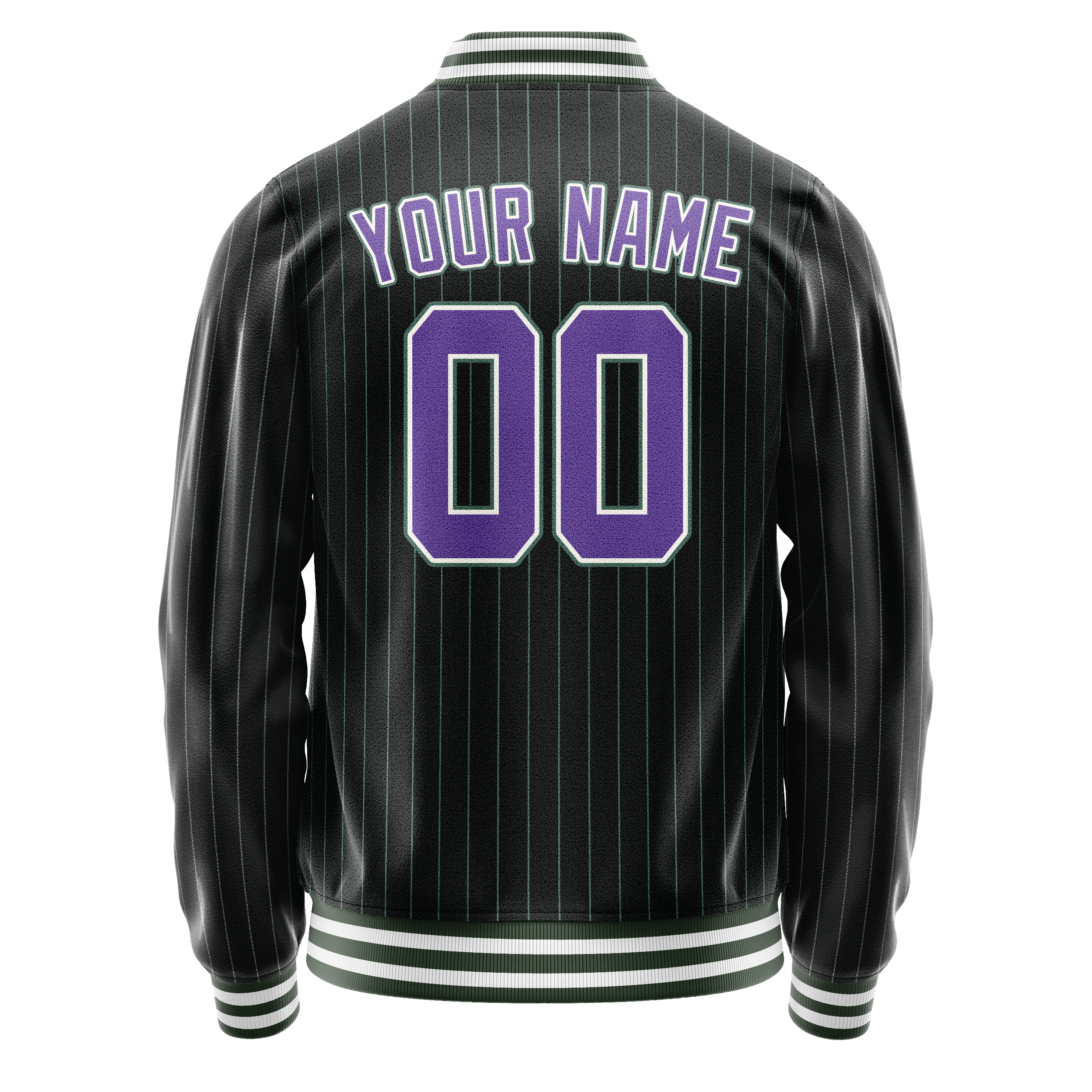 Personalized Black & Purple Teal Pinstripe Varsity Letterman Jacket