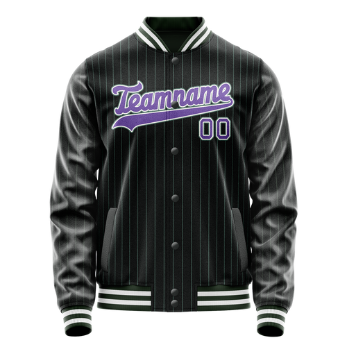 Personalized Black & Purple Teal Pinstripe Varsity Letterman Jacket