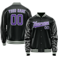Personalized Black & Purple Teal Pinstripe Varsity Letterman Jacket
