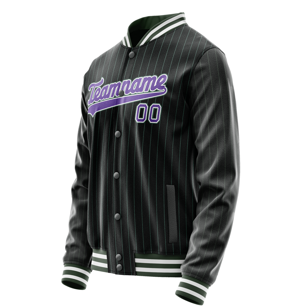 Personalized Black & Purple Teal Pinstripe Varsity Letterman Jacket