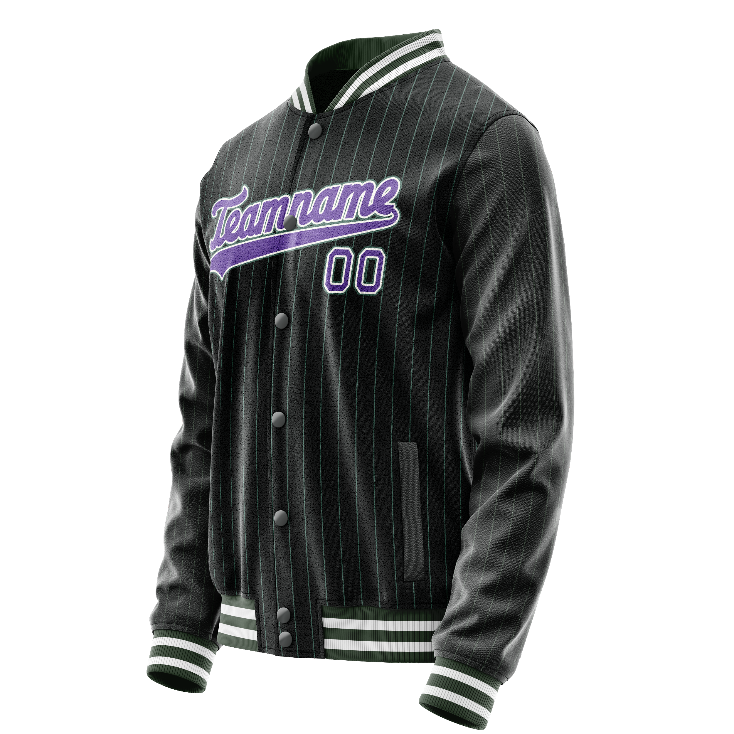 Personalized Black & Purple Teal Pinstripe Varsity Letterman Jacket