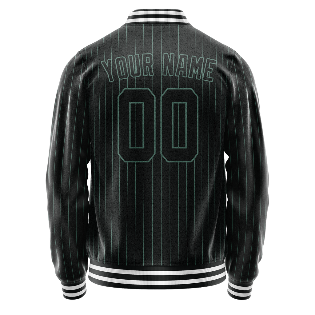 Personalized Black & Teal Teal Pinstripe Varsity Letterman Jacket