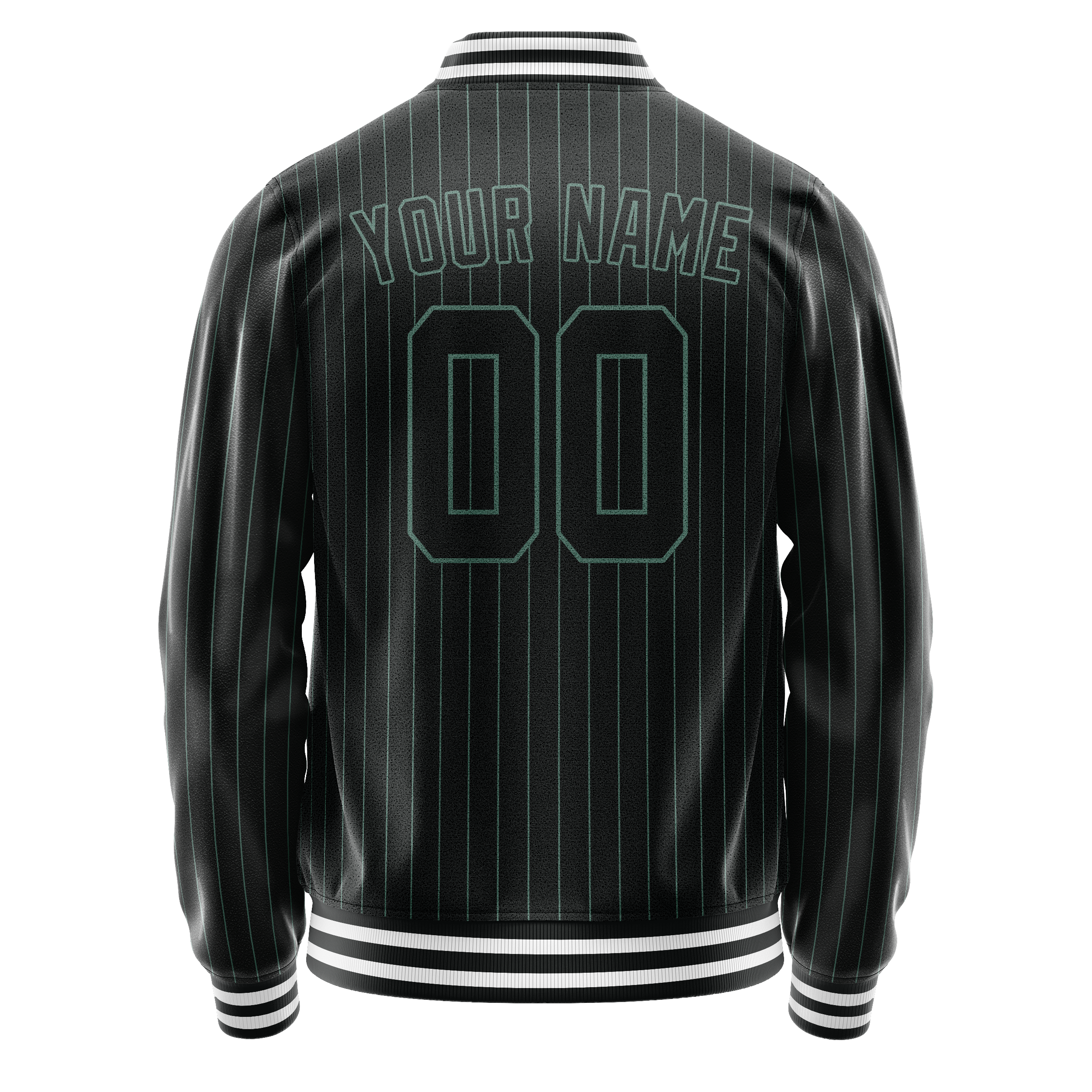 Personalized Black & Teal Teal Pinstripe Varsity Letterman Jacket