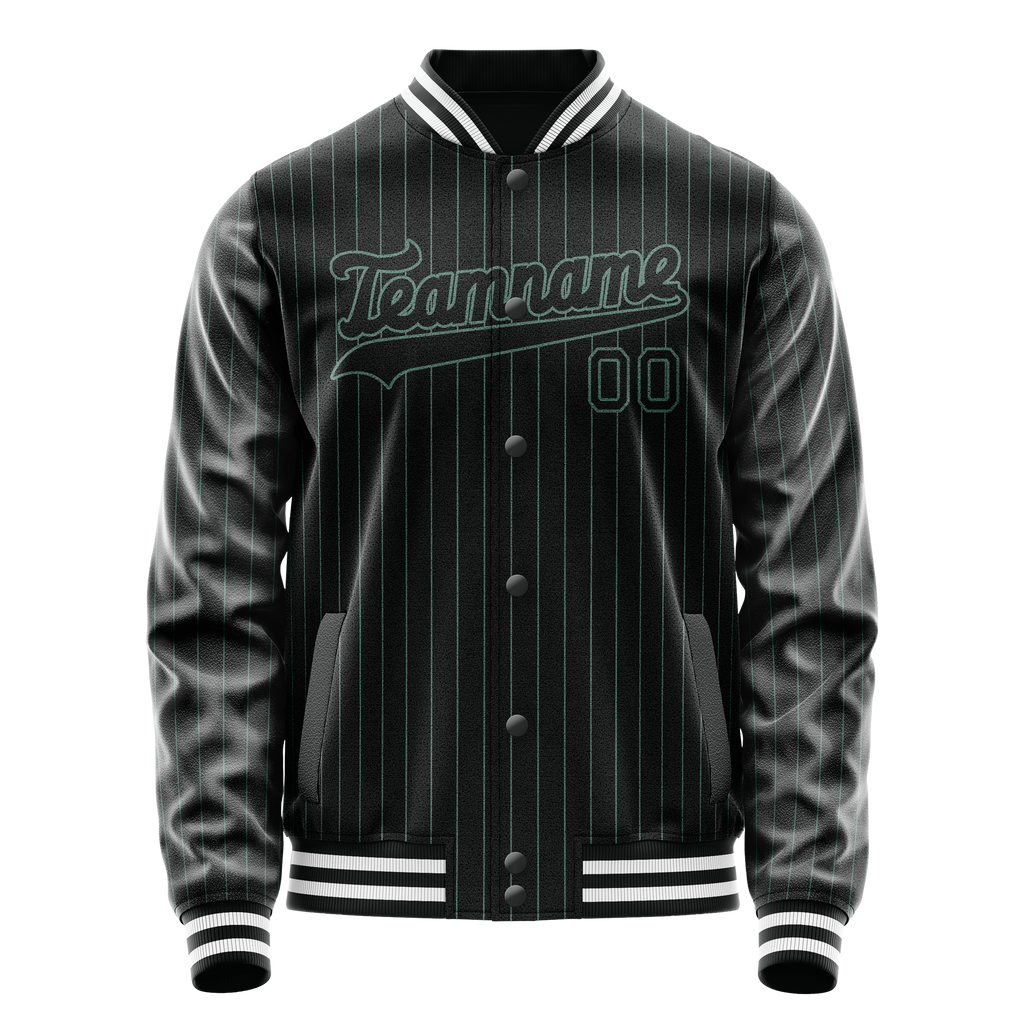 Personalized Black & Teal Teal Pinstripe Varsity Letterman Jacket