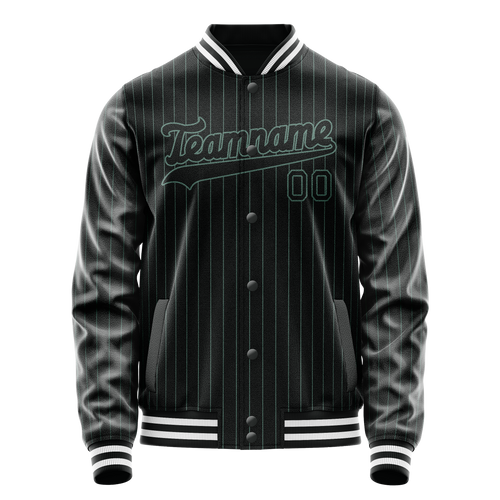 Personalized Black & Teal Teal Pinstripe Varsity Letterman Jacket