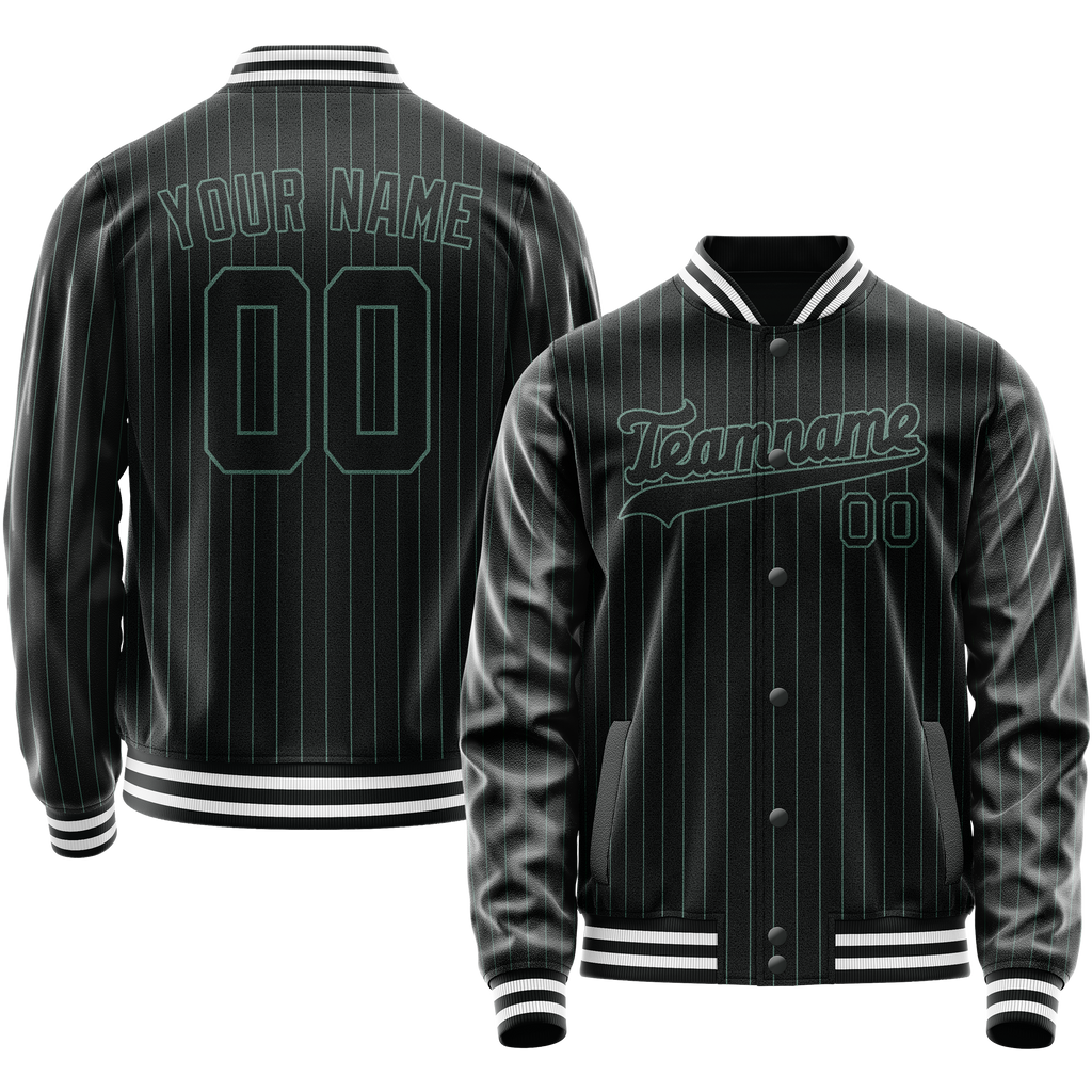 Personalized Black & Teal Teal Pinstripe Varsity Letterman Jacket