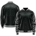 Personalized Black & Teal Teal Pinstripe Varsity Letterman Jacket