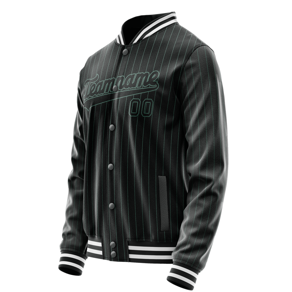 Personalized Black & Teal Teal Pinstripe Varsity Letterman Jacket
