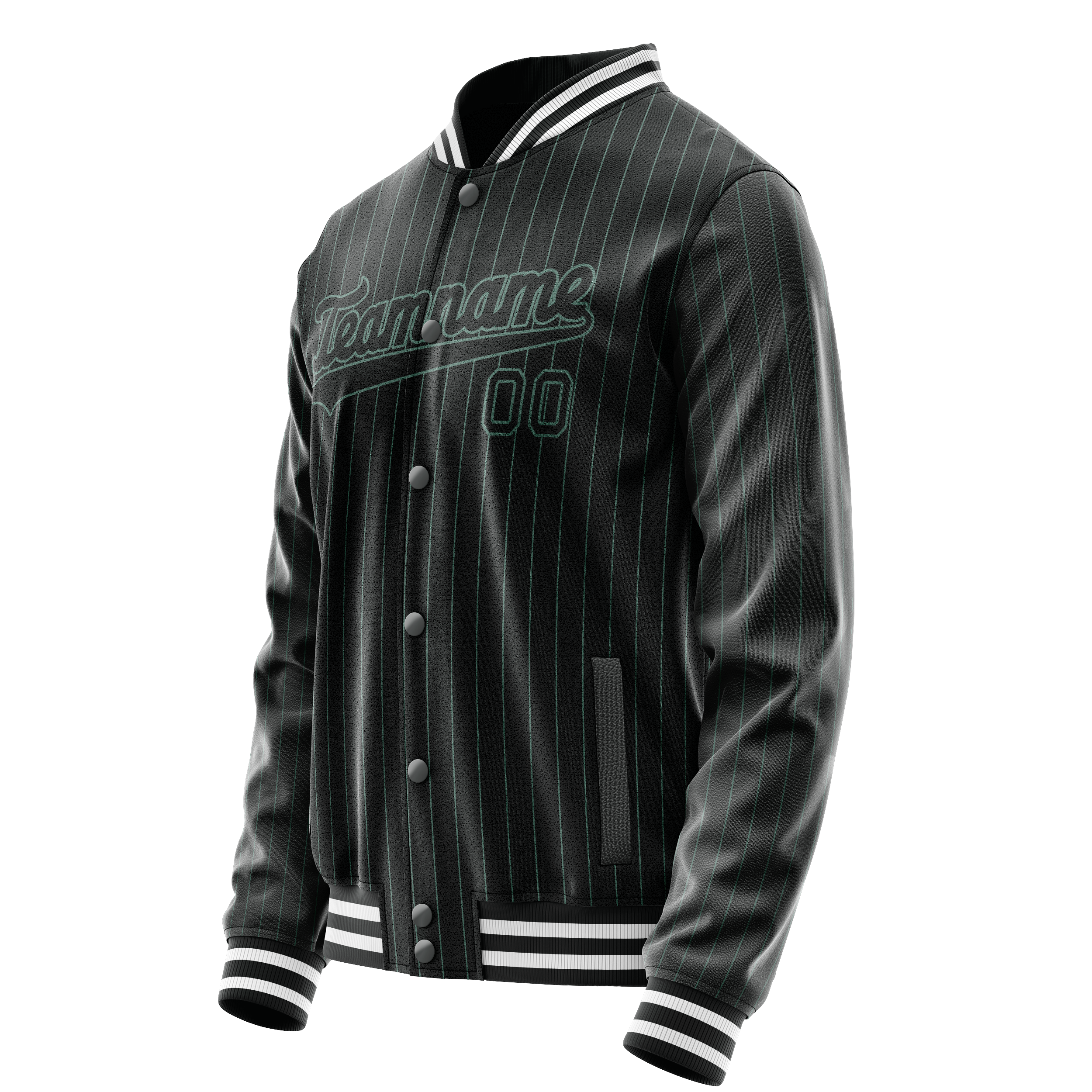 Personalized Black & Teal Teal Pinstripe Varsity Letterman Jacket