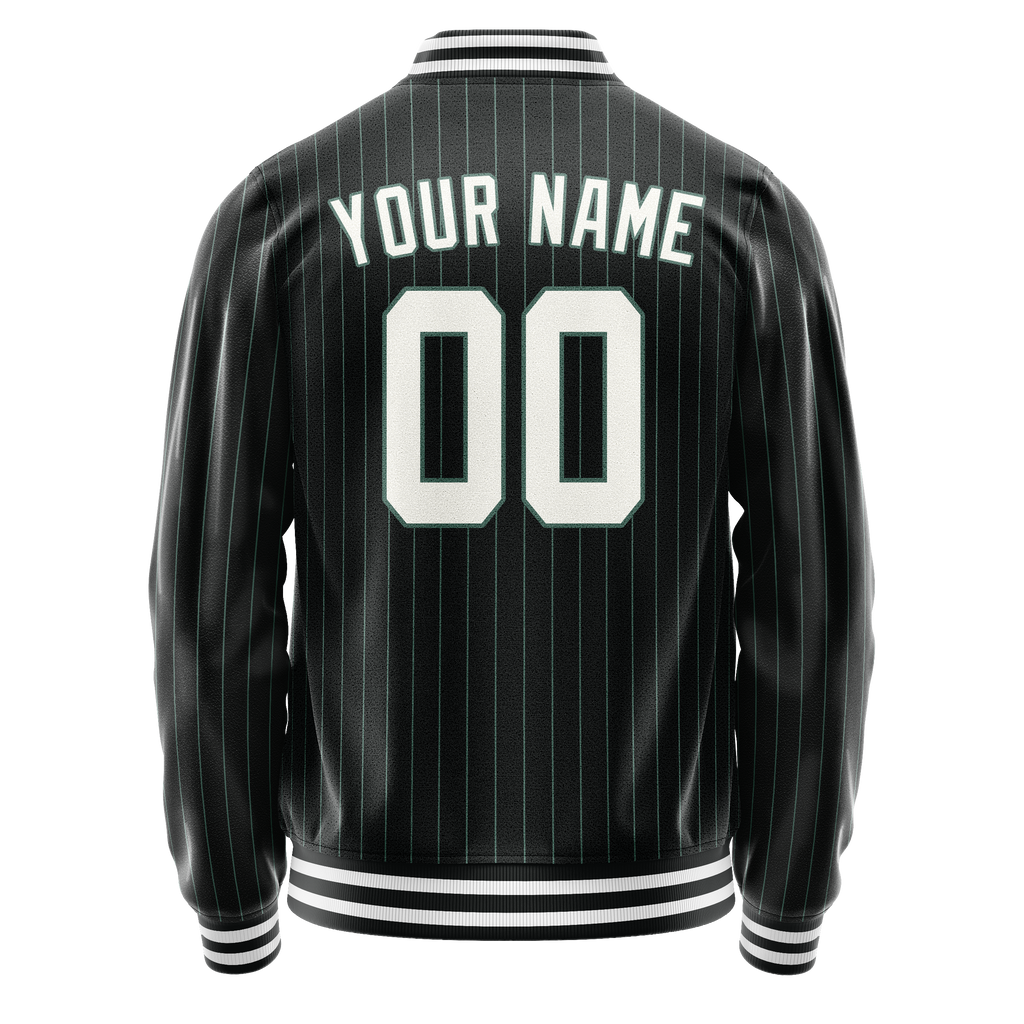 Personalized Black & White Teal Pinstripe Varsity Letterman Jacket