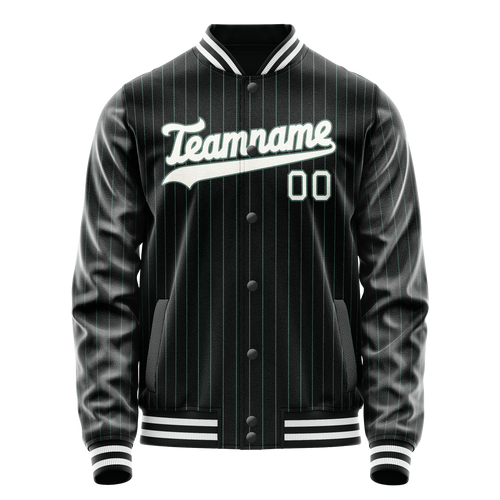 Personalized Black & White Teal Pinstripe Varsity Letterman Jacket