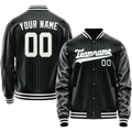 Personalized Black & White Teal Pinstripe Varsity Letterman Jacket