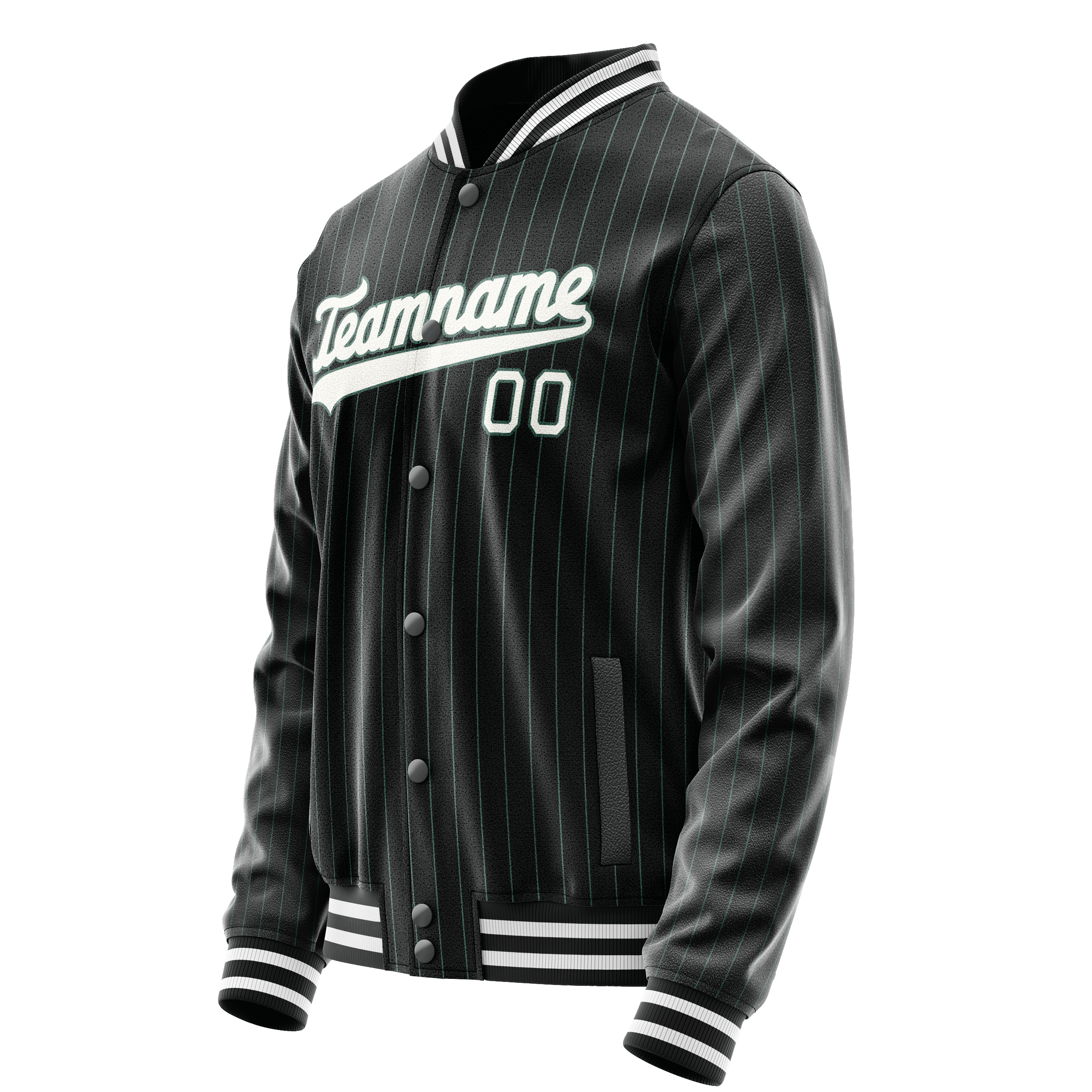 Personalized Black & White Teal Pinstripe Varsity Letterman Jacket
