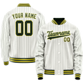 Personalized White & Green Green Pinstripe Varsity Letterman Jacket