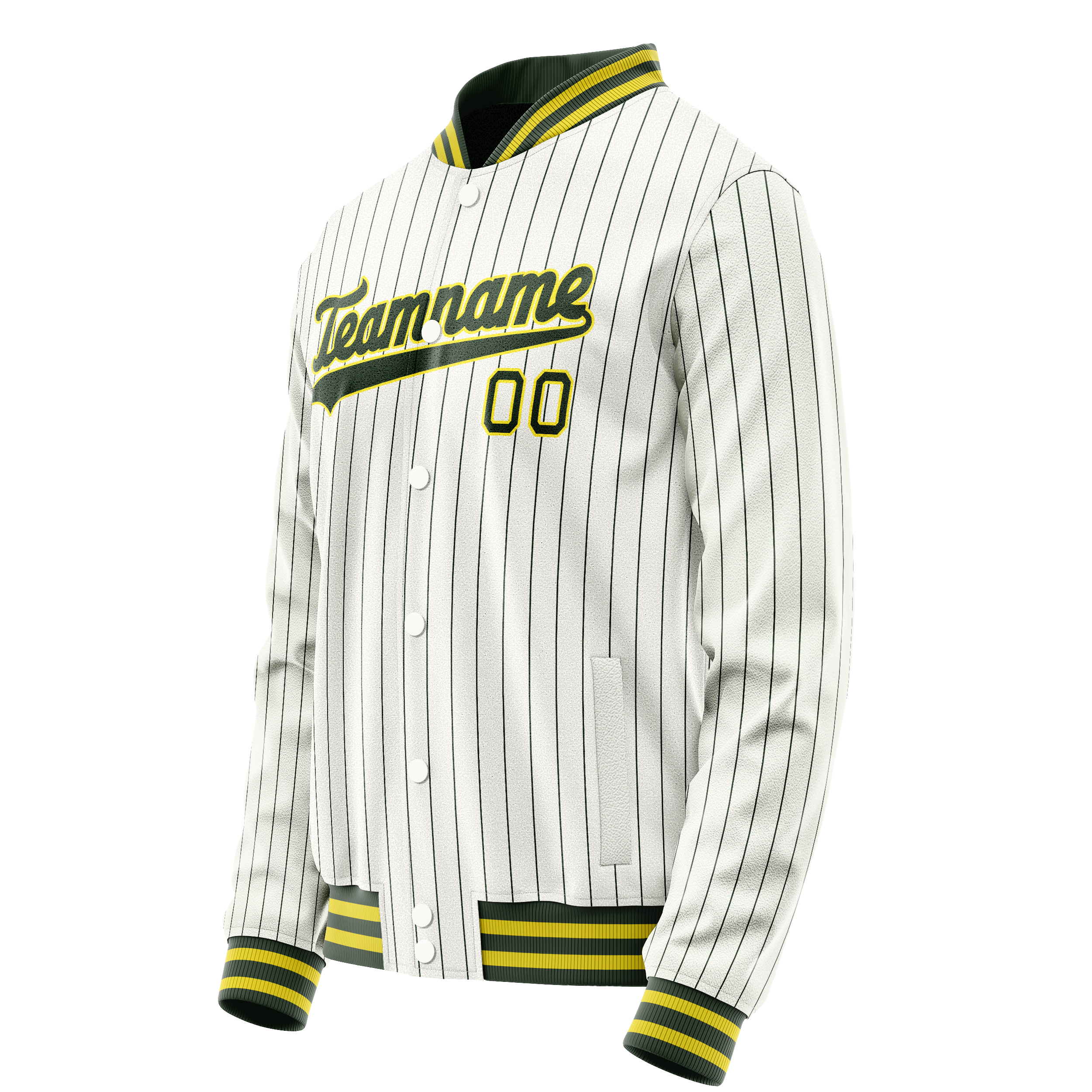 Personalized White & Green Green Pinstripe Varsity Letterman Jacket