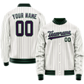 Personalized White & Navy Purple Pinstripe Varsity Letterman Jacket