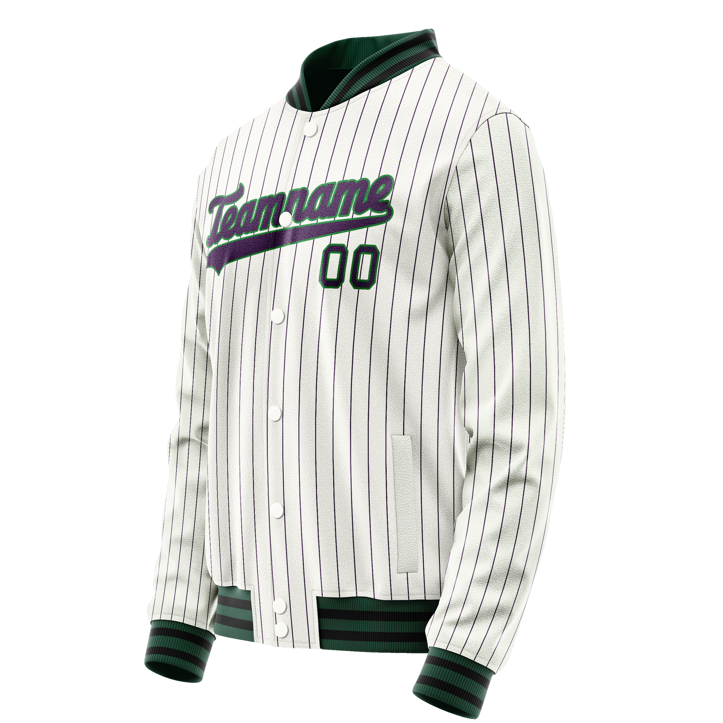 Personalized White & Navy Purple Pinstripe Varsity Letterman Jacket