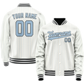 Personalized White & Light-Blue Light Blue Pinstripe Varsity Letterman Jacket