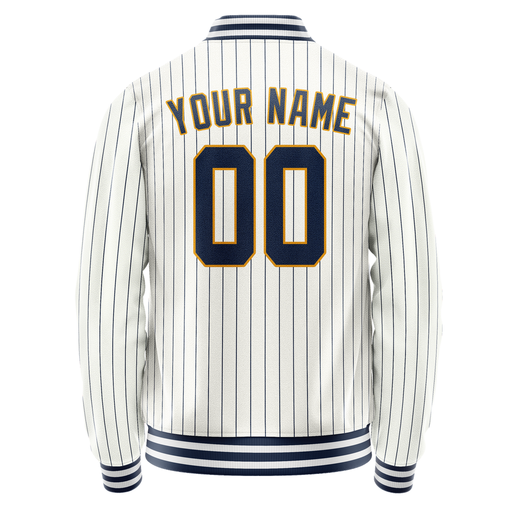 Personalized White & Purple Purple Pinstripe Varsity Letterman Jacket