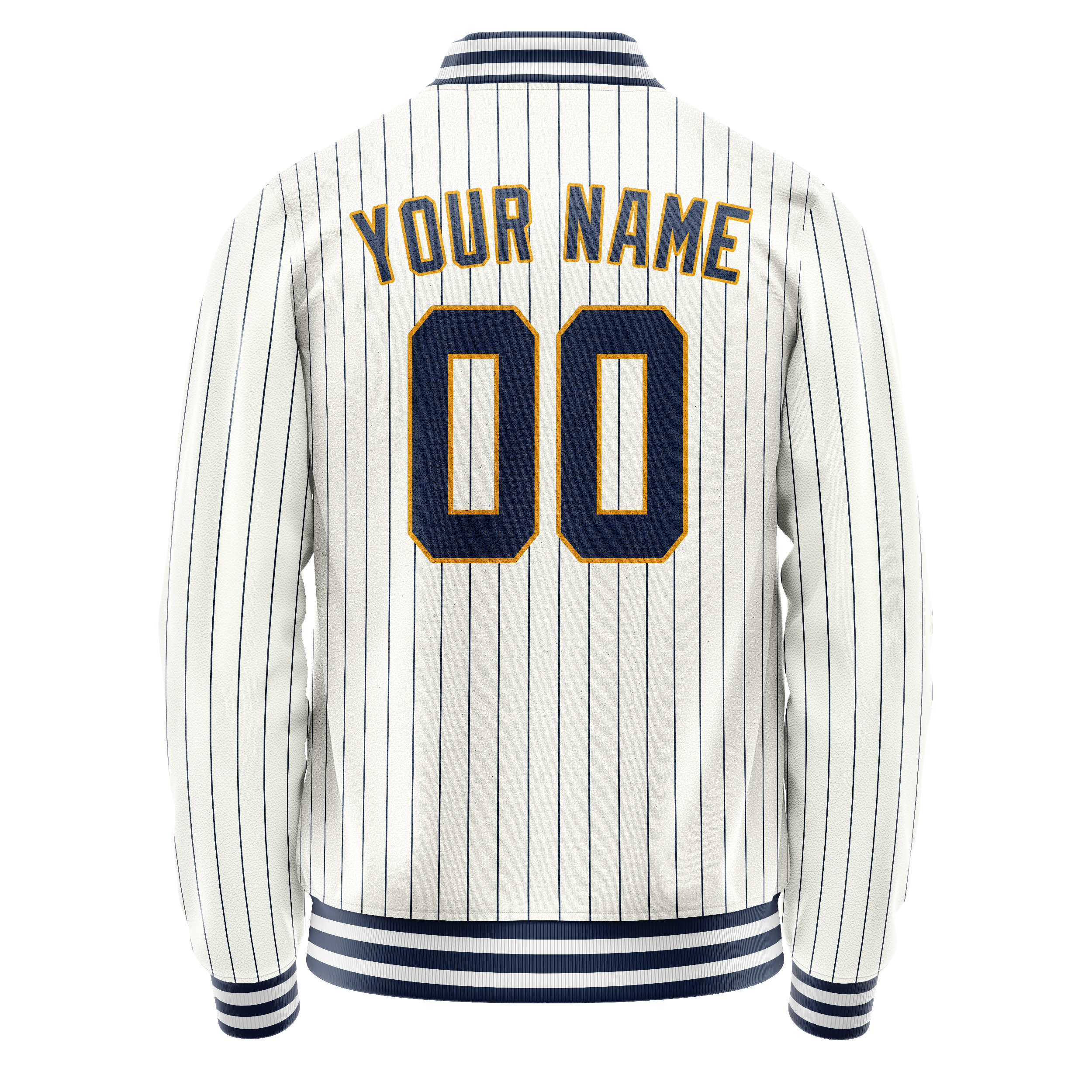 Personalized White & Purple Purple Pinstripe Varsity Letterman Jacket