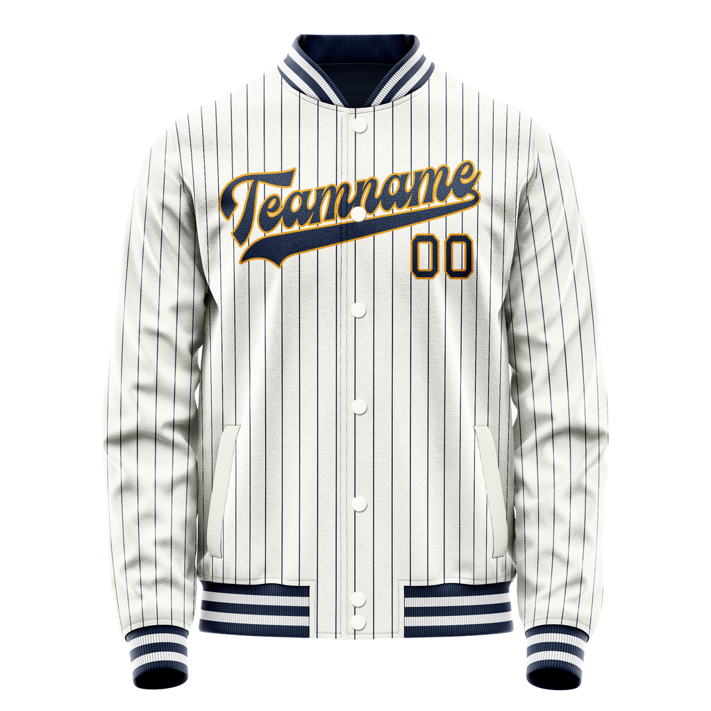 Personalized White & Purple Purple Pinstripe Varsity Letterman Jacket