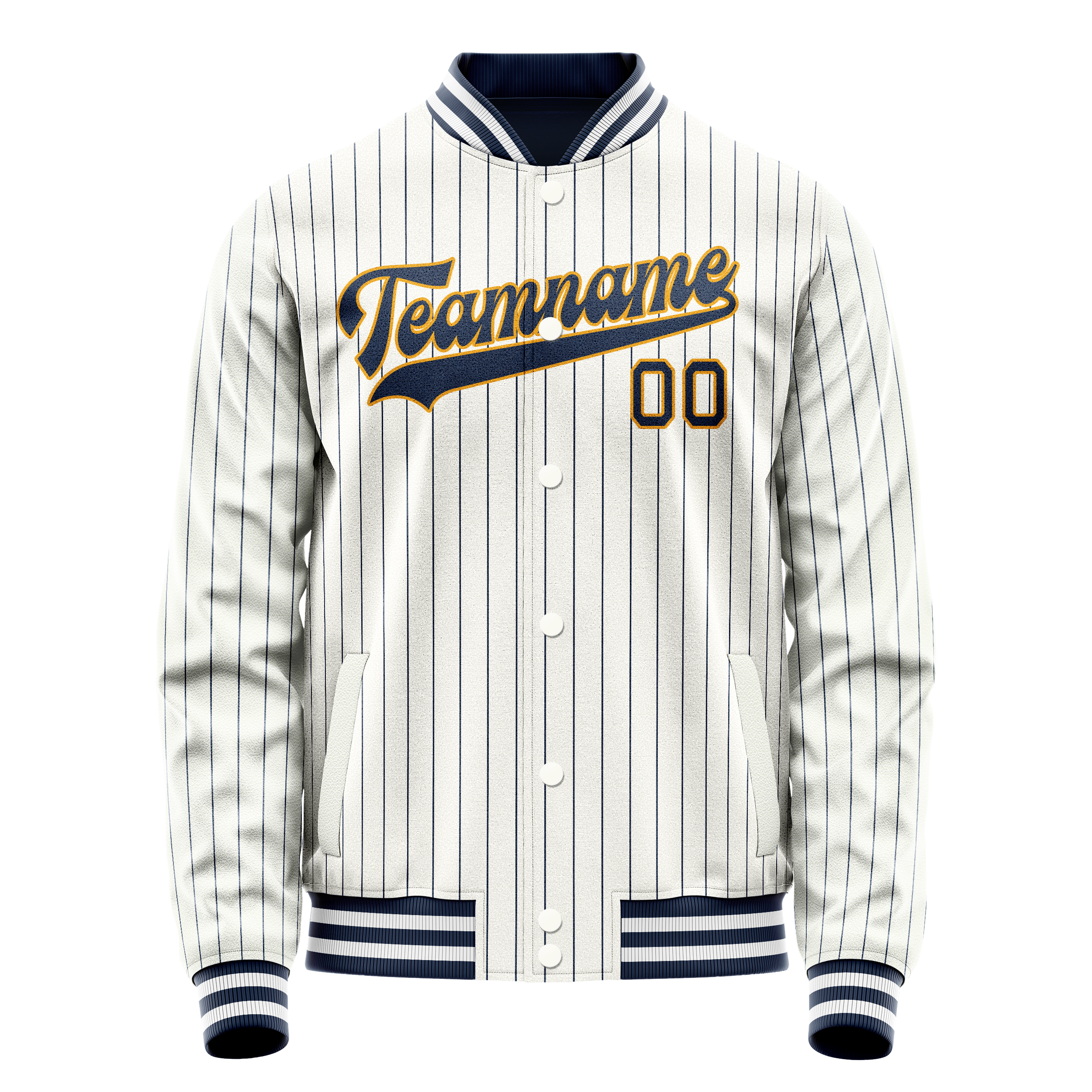 Personalized White & Purple Purple Pinstripe Varsity Letterman Jacket