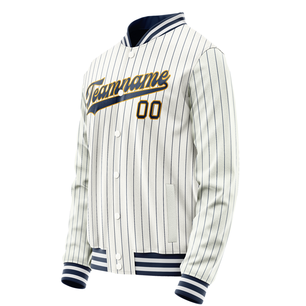 Personalized White & Purple Purple Pinstripe Varsity Letterman Jacket